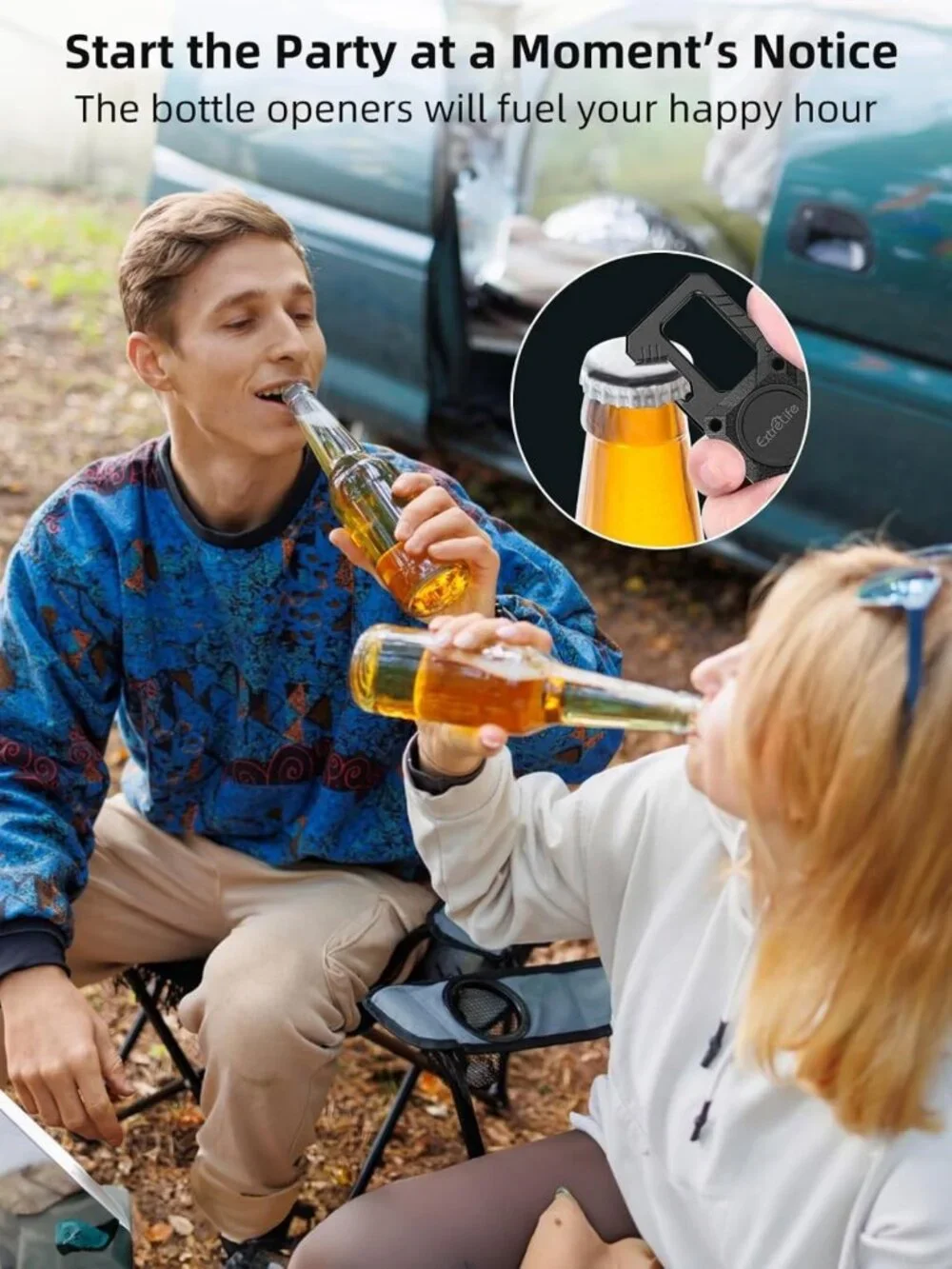 GPS Tracker Keychain with Bottle Opener & Carabiner - Works with Apple Find My